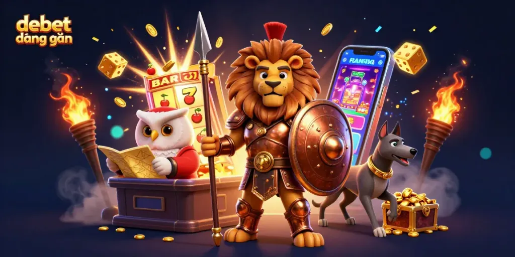 Experience debet đăng nhập with 3D characters and a vibrant casino scene showcasing dynamic gaming elements.