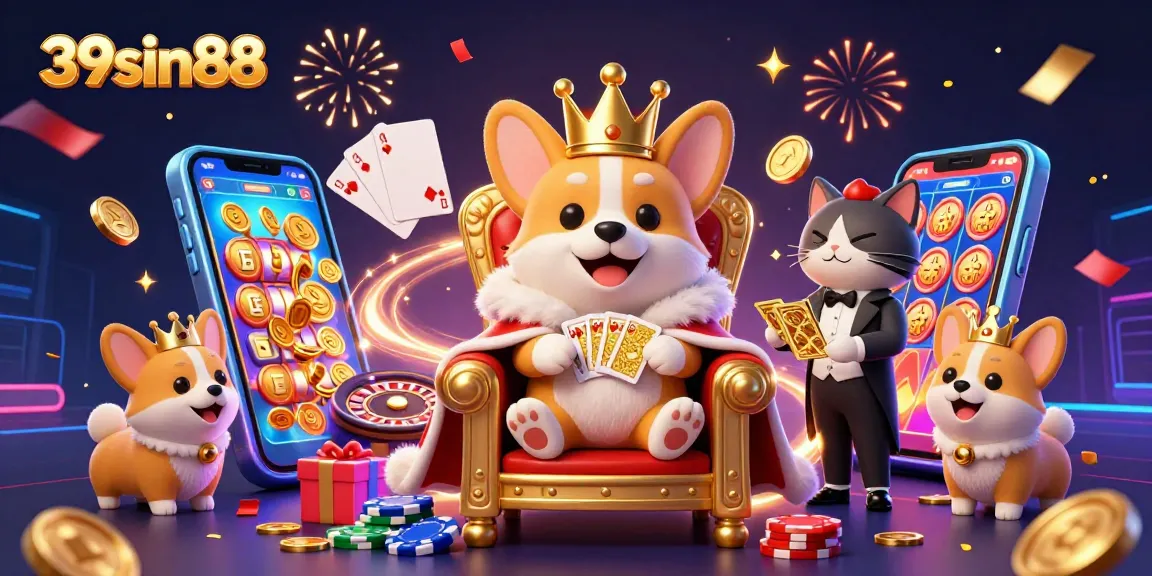 Experience the excitement at 39sin88 with dynamic 3D casino characters and vibrant gaming elements.
