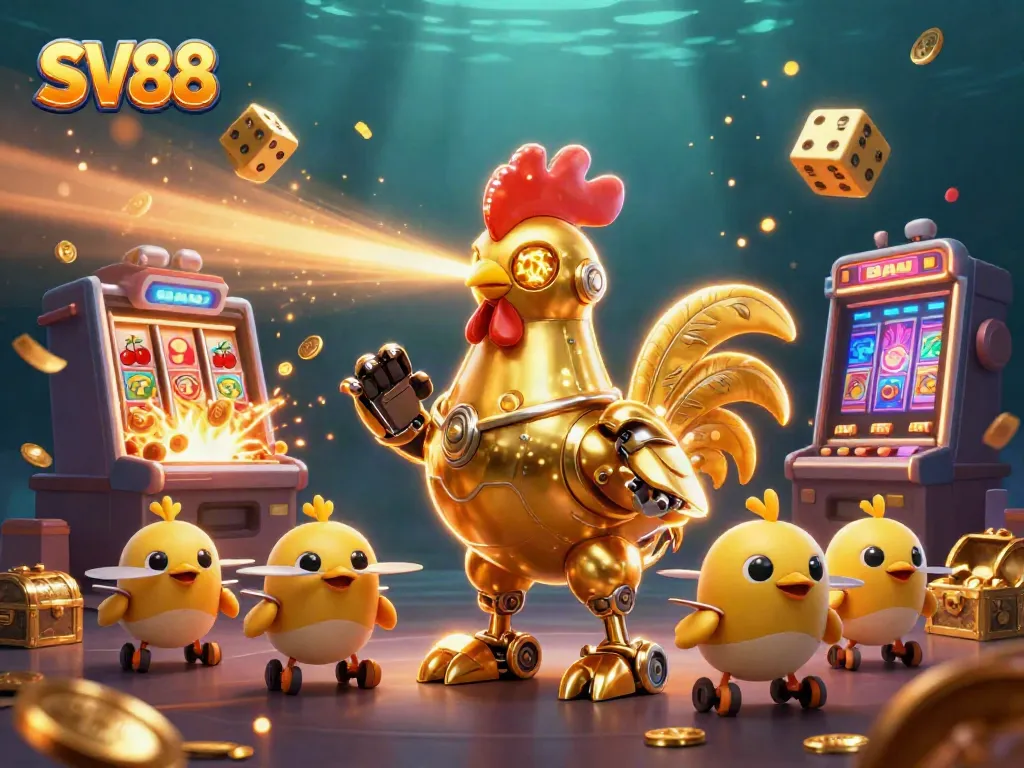 Engage with the energetic SV88 gambling scene featuring vibrant characters and dynamic casino elements