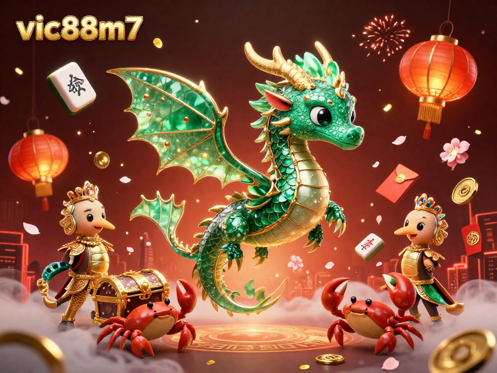 Join the fun at vic88m7 with a magical casino scene featuring treasures and festive elements.