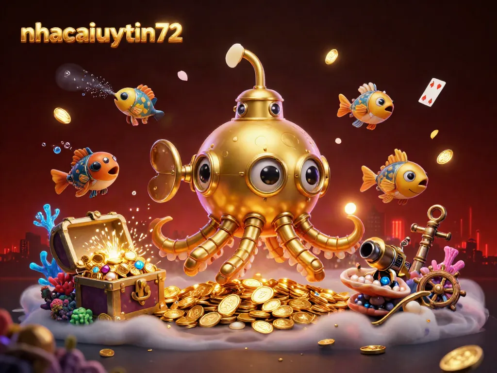 Experience the thrill of gaming with nhacaiuytin72's vibrant underwater fantasy casino scene featuring golden treasures.