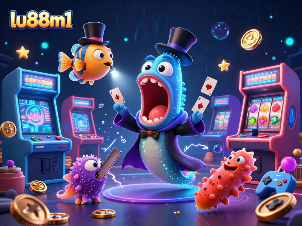 Experience thrilling card tricks with lu88m1's magical deep-sea characters and vibrant casino elements.