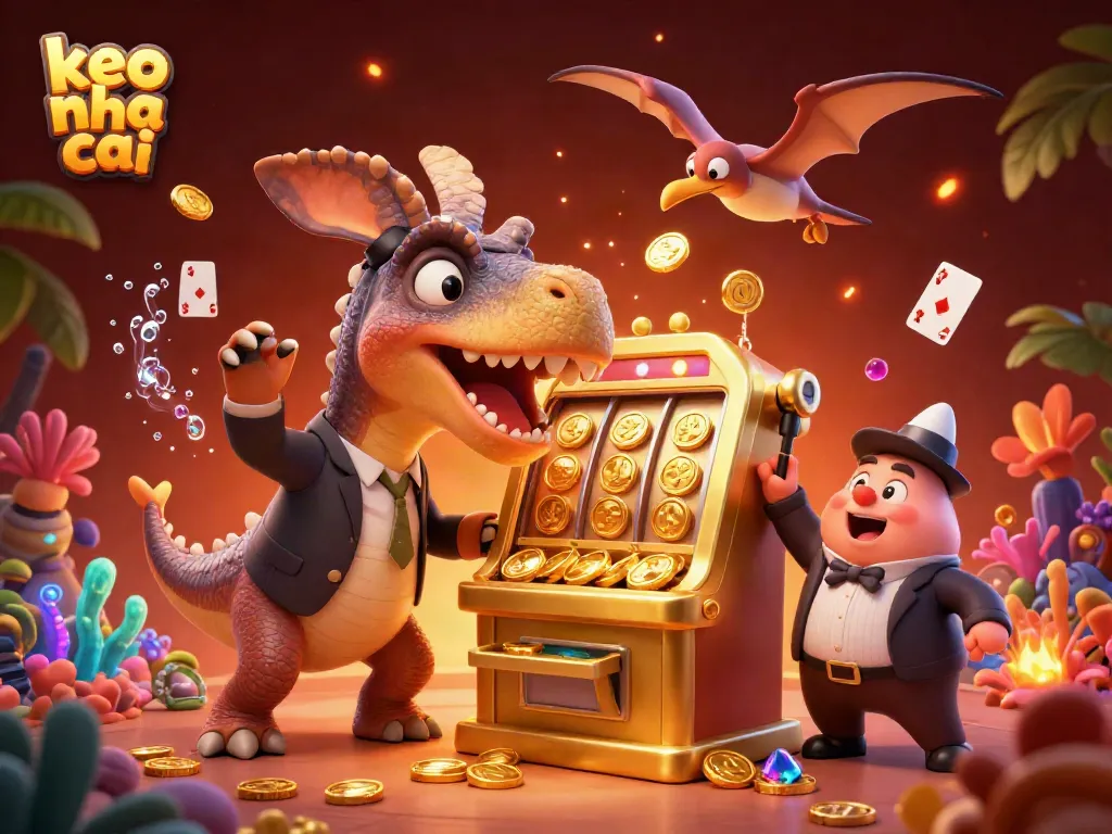 Experience the thrill of keo nha cai as a pachycephalosaurus wins a jackpot at a flashy casino.