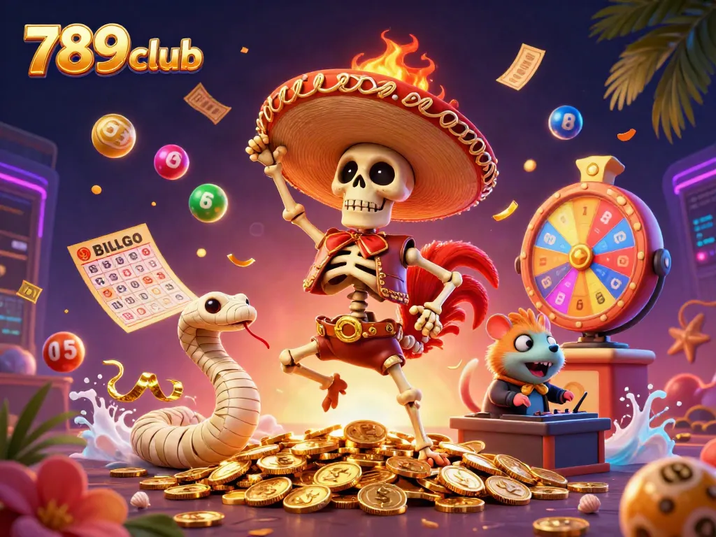 Win big with 789club in this vibrant casino scene featuring exciting game elements.
