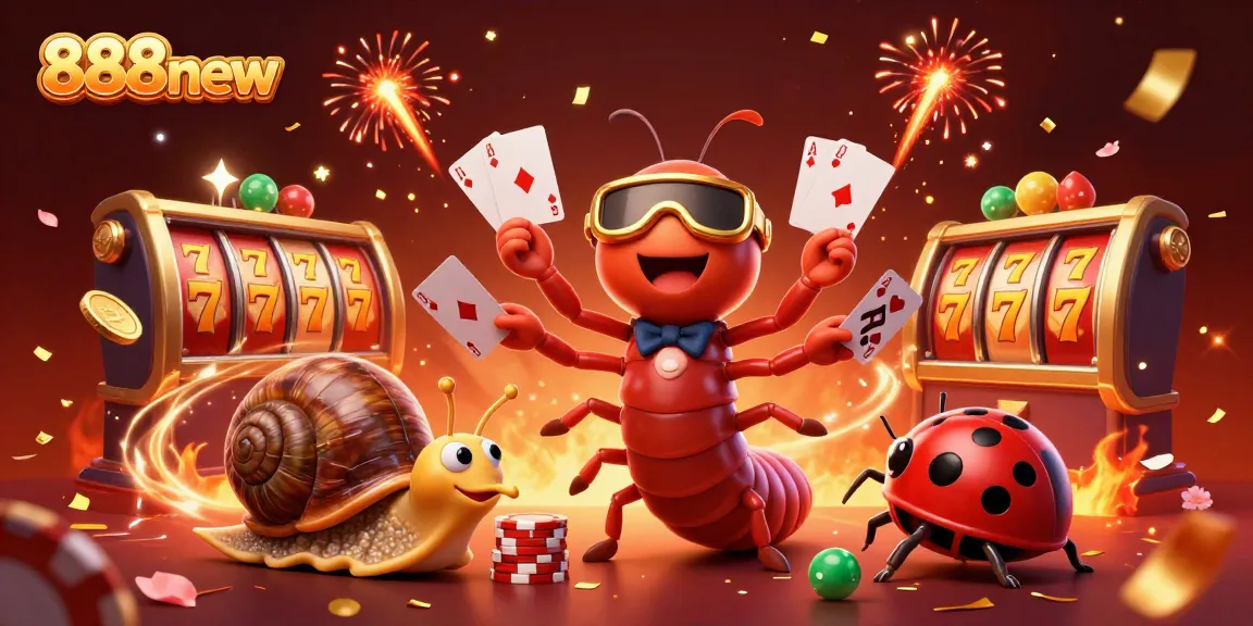Spin the reels with 888new's vibrant casino scene featuring cards, chips, and celebrations.