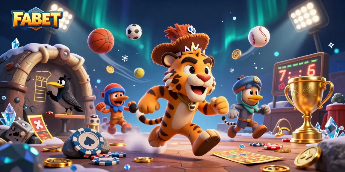 FABET's thrilling prehistoric sports betting scene featuring a caveman duo and dynamic action