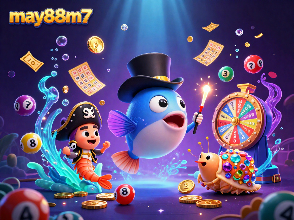 Experience the thrill of winnings at may88m7 with vibrant lottery and casino elements in an underwater fantasy.