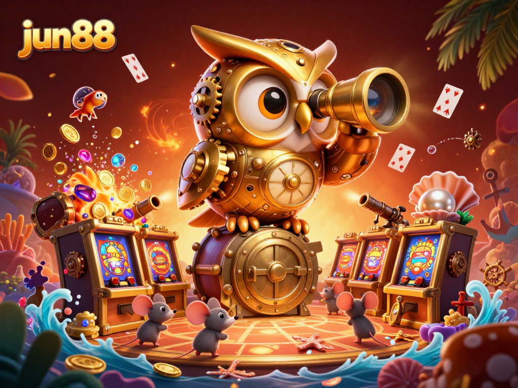 Win big at jun88 with a vibrant 3D casino illustration showcasing lively characters and treasure-filled experiences.